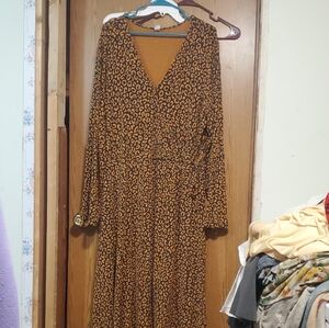 Old Navy Brown Leopard Long Sleeve Dress 2X Tall